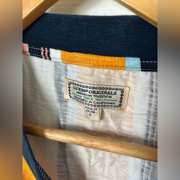 Guess Retro 90s style Striped Cotton T-Shirt Men’s Size Large - Picture 5 of 8